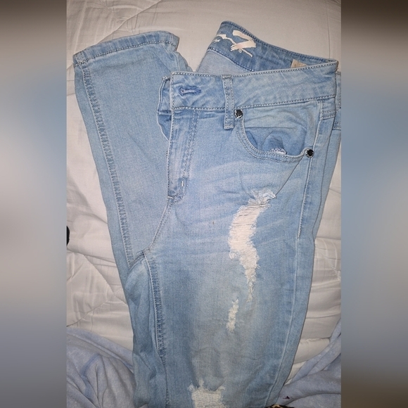 7 For All Mankind Denim - Seven7 Light Blue Distressed Women Jeans Size 6 Skinny